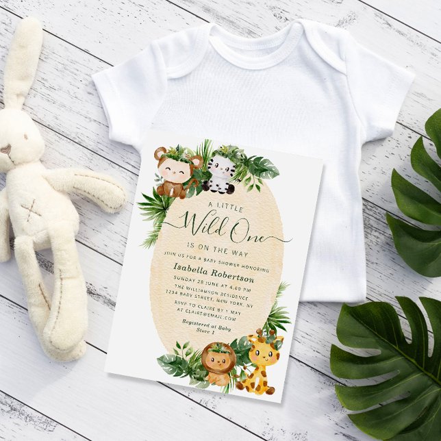 WILD ONE | cute animals baby shower Invitation (Creator Uploaded)
