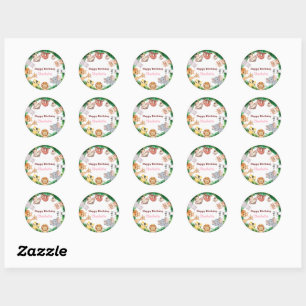 Wild One Cute Animals zoo Birthday party Classic Round Sticker