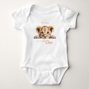 Wild One Cute Baby Lion Personalized Bodysuit
