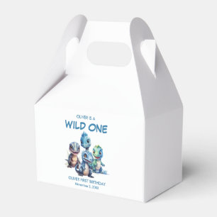 Wild One Cute Dinosaur First Birthday Party Favor Box