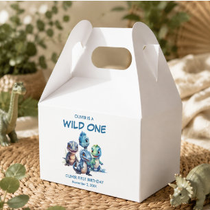 Wild One Cute Dinosaur First Birthday Party Favor Box