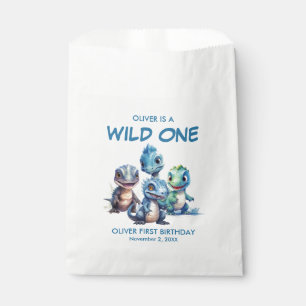 Wild One Cute Dinosaur First Birthday Party Favour Bag