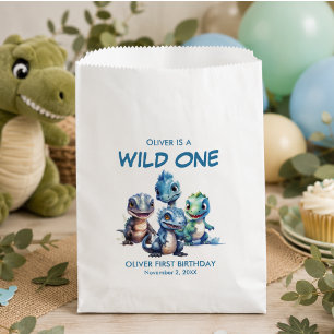 Wild One Cute Dinosaur First Birthday Party Favour Bag