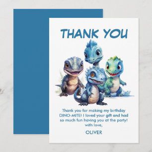 Wild One Cute Dinosaur First Birthday Party Thank You Card