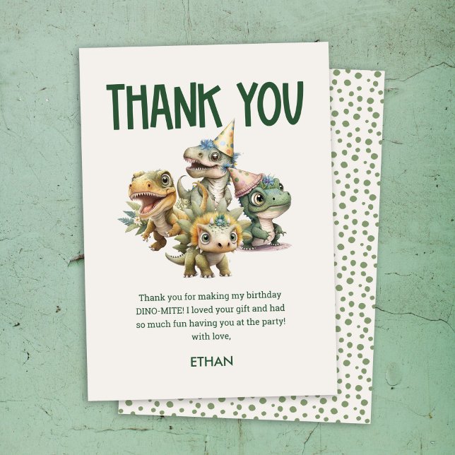 Wild One Cute Dinosaur First Birthday Party Thank You Card (Creator Uploaded)