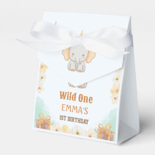 Wild One Cute Elephant 1st Birthday  Favor Box