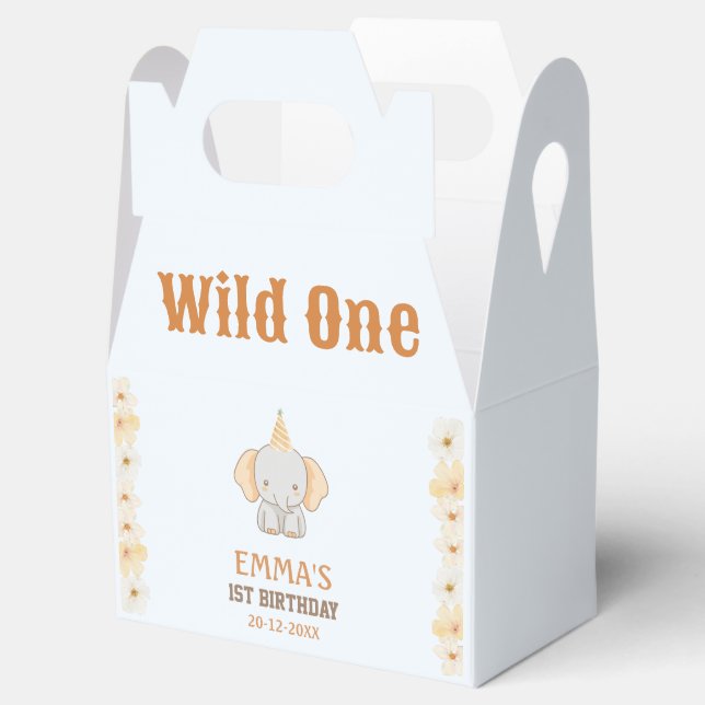 Wild One Cute Elephant 1st Birthday  Favor Box (Opened)