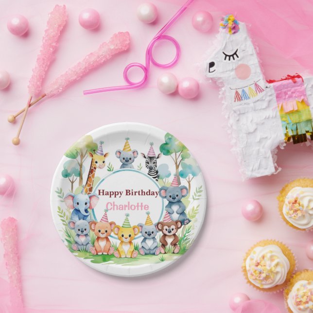 Wild One Cute Jungle Animal Child's Birthday  Paper Plate (Party)