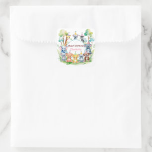 Wild One Cute Jungle Animal Child's Birthday Square Sticker