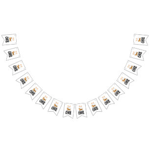 Wild One Cute Jungle Tiger 1st Birthday Bunting Flags