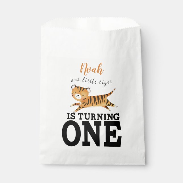 Wild One Cute Jungle Tiger 1st Birthday Favour Bag (Front)