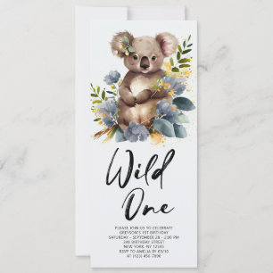 Wild One Cute Koala 1st Birthday Photo Animal Invitation