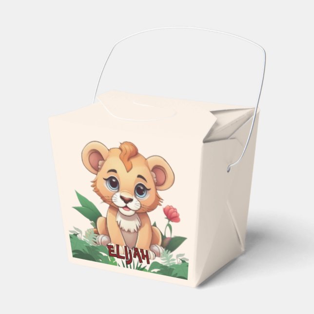 Wild One Cute Lion Jungle Theme Favor Box (Front Side)