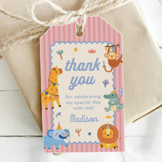Wild One Cute Safari Animals 1st Birthday Gift Tags