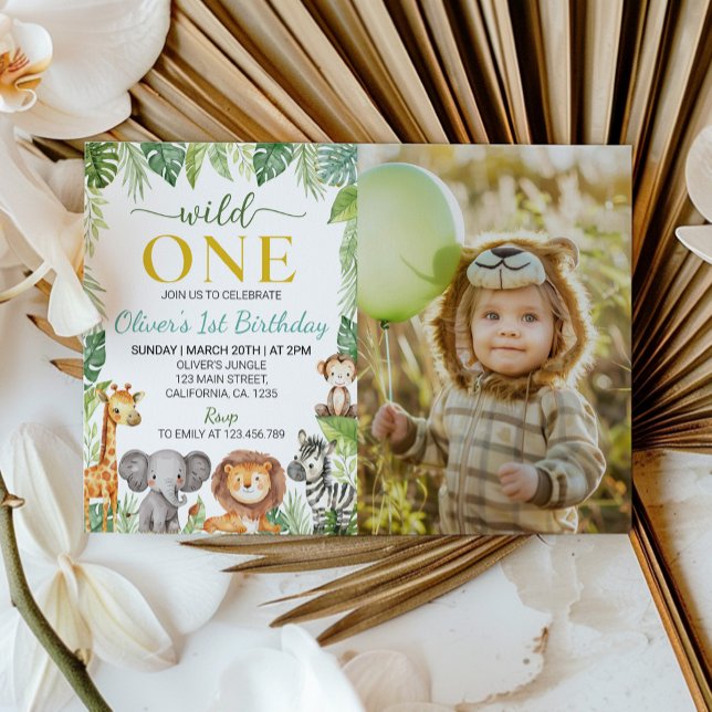 Wild One Cute Safari Animals Birthday Invitation (Creator Uploaded)