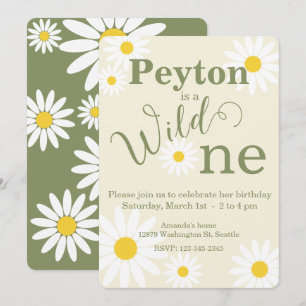 Wild One Daisy First Birthday Invitation