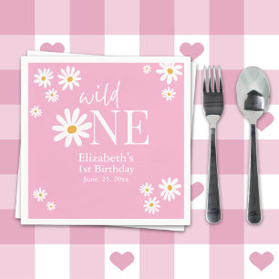 Wild One Daisy First Birthday Party – Boho Floral  Napkin