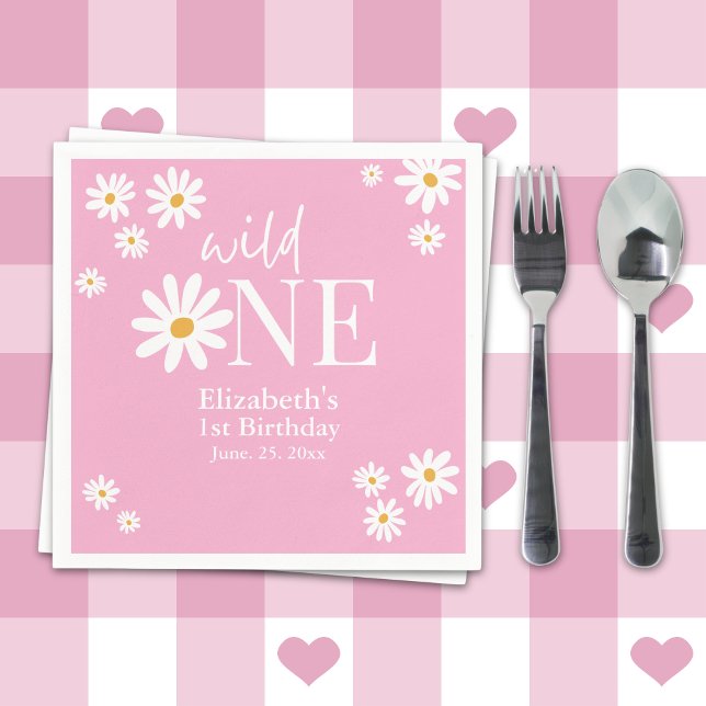 Wild One Daisy First Birthday Party – Boho Floral  Napkin (Creator Uploaded)