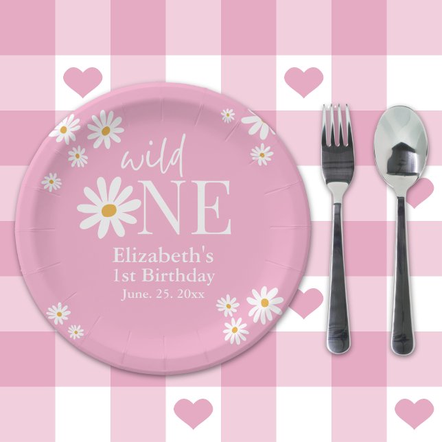 Wild One Daisy – Girl’s First Birthday Boho Party Paper Plate (Creator Uploaded)