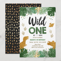 Wild One Dino Party Boy Gold Dinosaur 1st Birthday