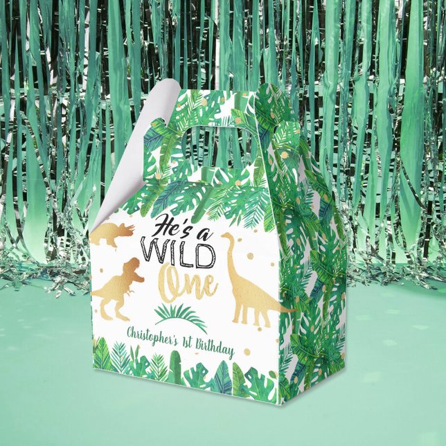 Wild One Dinosaur Boys 1st Birthday Favor Box (Creator Uploaded)