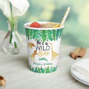 Wild One Dinosaur Boys 1st Birthday Paper Cups