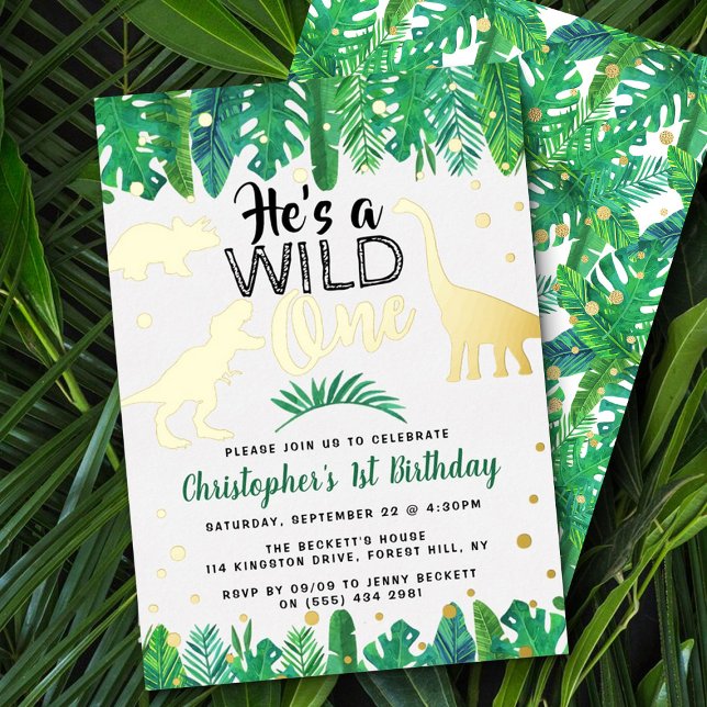 Wild One Dinosaur Boys 1st Birthday Real (Creator Uploaded)