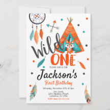 Wild One Dreamcatcher Teepee Birthday Invitation