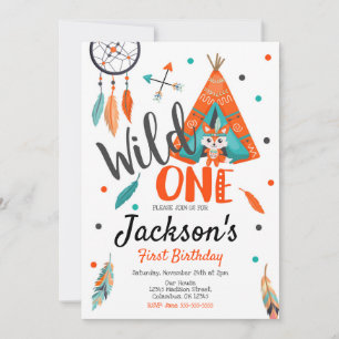 Wild One Dreamcatcher Teepee Birthday Invitation