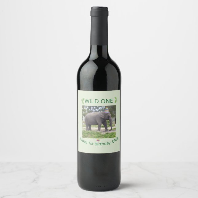 Wild One Elephant Party Treat  Wine Label (Front)