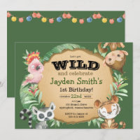 Wild One Exotic Animal Birthday Invitation