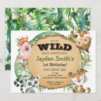 Wild One Exotic Animal Birthday Invitation