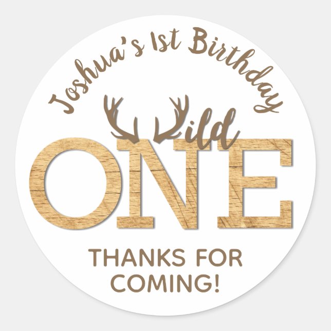 Wild One First 1st Birthday Favoriser Sticker Étiq (Devant)