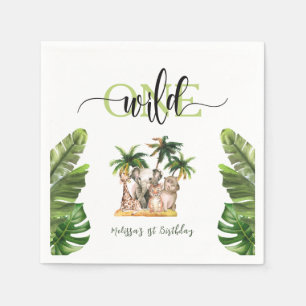 Wild One First  1st Safari Animals Birthday Party Napkin