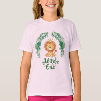 Wild One First Birthday Boy girl Lion King Crown T-Shirt