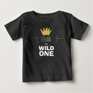 Wild one First birthday Crown Black Gold T-Shirt