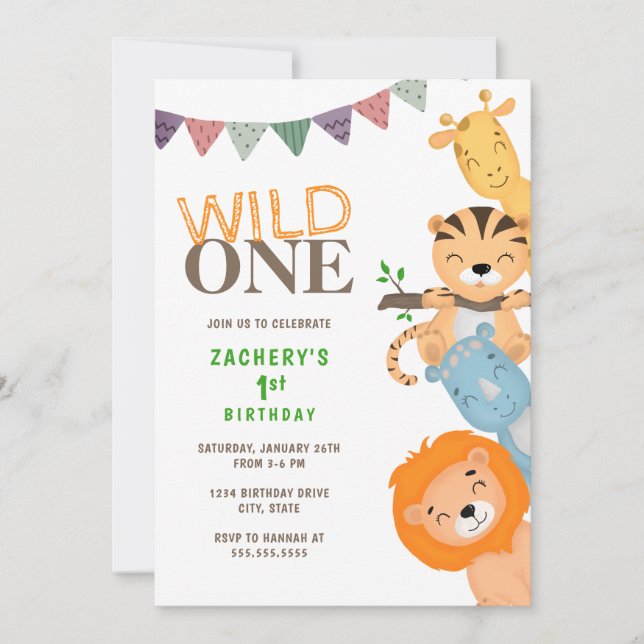 Wild One First Birthday Invitation (Devant)