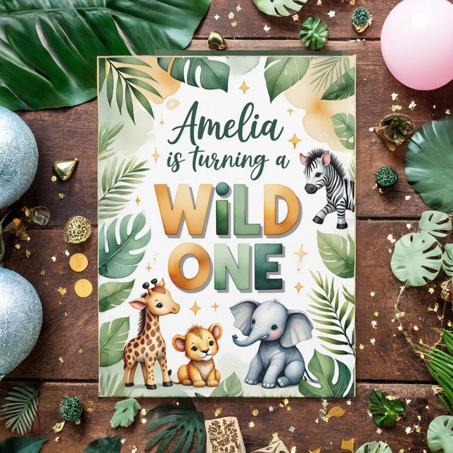 Wild One First Birthday Invitation Card | Amelia (Creator Uploaded)