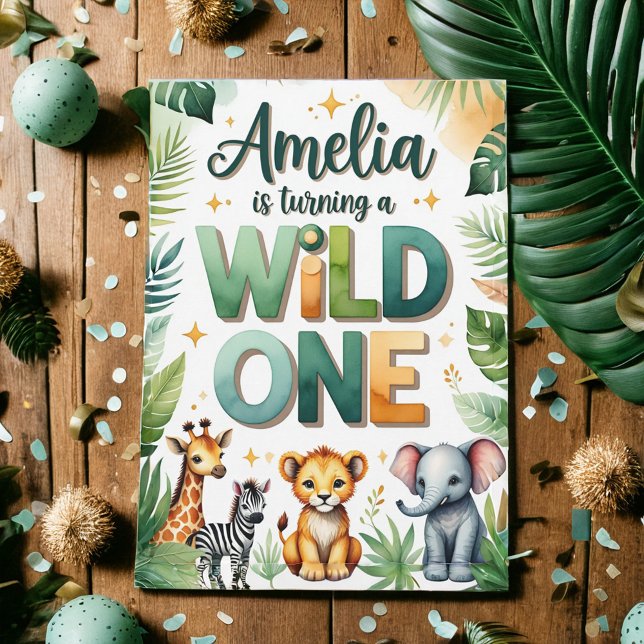 Wild One First Birthday Invitation Card | Amelia (Creator Uploaded)