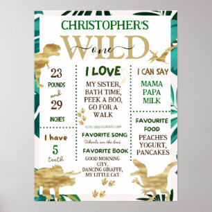 Wild One First Birthday Milestones Poster