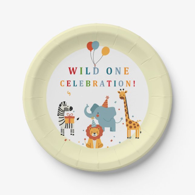 Wild One First Birthday Paper Plate (Front)