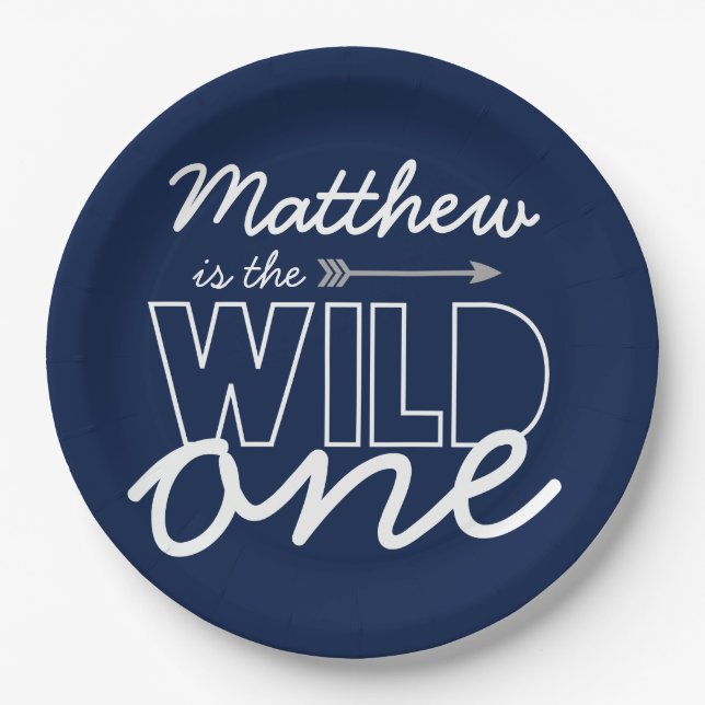 Wild One First Birthday Party Paper Plates (Front)