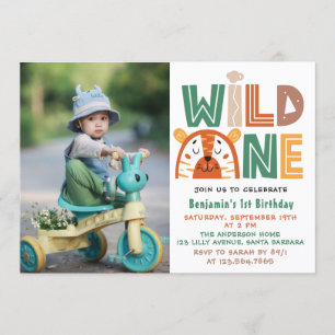 Wild One First Birthday Photo Invitation