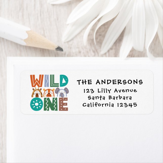 Wild One First Birthday Return Address Labels (Insitu)