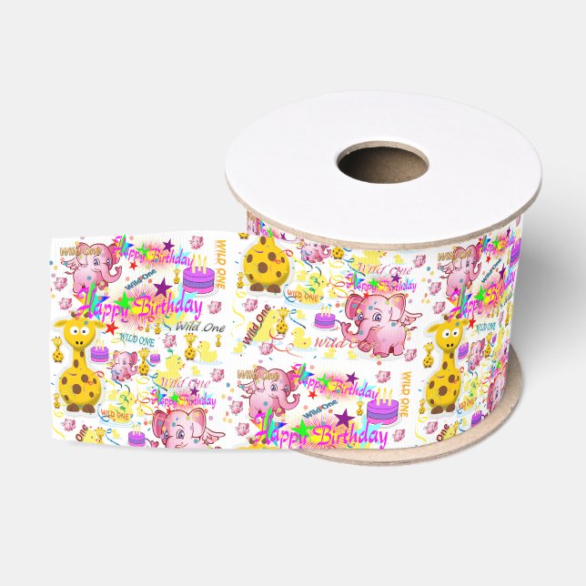 Wild One First Birthday Ribbon Grosgrain Ribbon (Spool)
