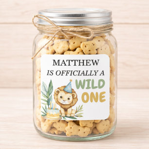 Wild One First Birthday Safari Lion Square Sticker