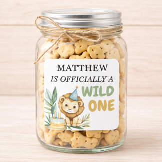Wild One First Birthday Safari Lion Square Sticker