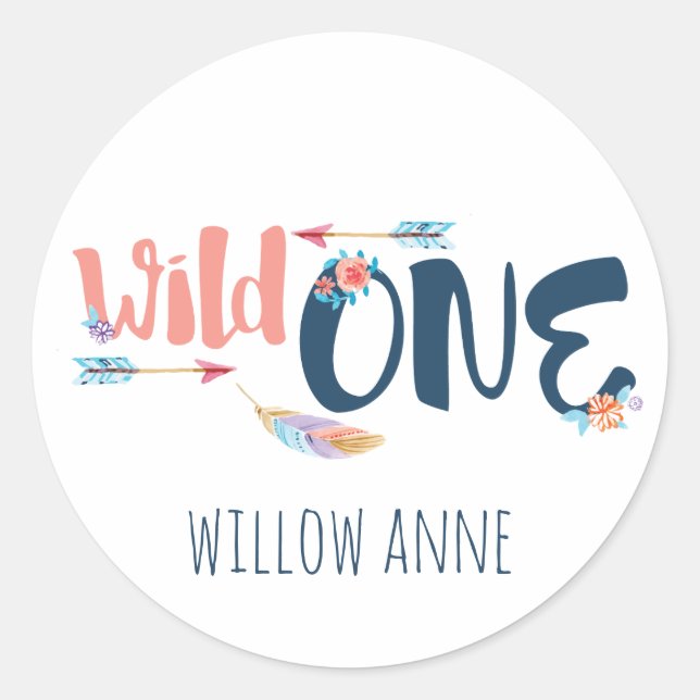 Wild One First Birthday Stickers (Front)
