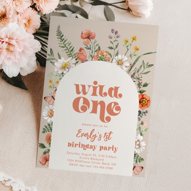 Wild One Fleur sauvage Invitation pour le premier  (Créateur téléchargé)