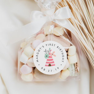 Wild One   Floral Teepee First Birthday Stickers